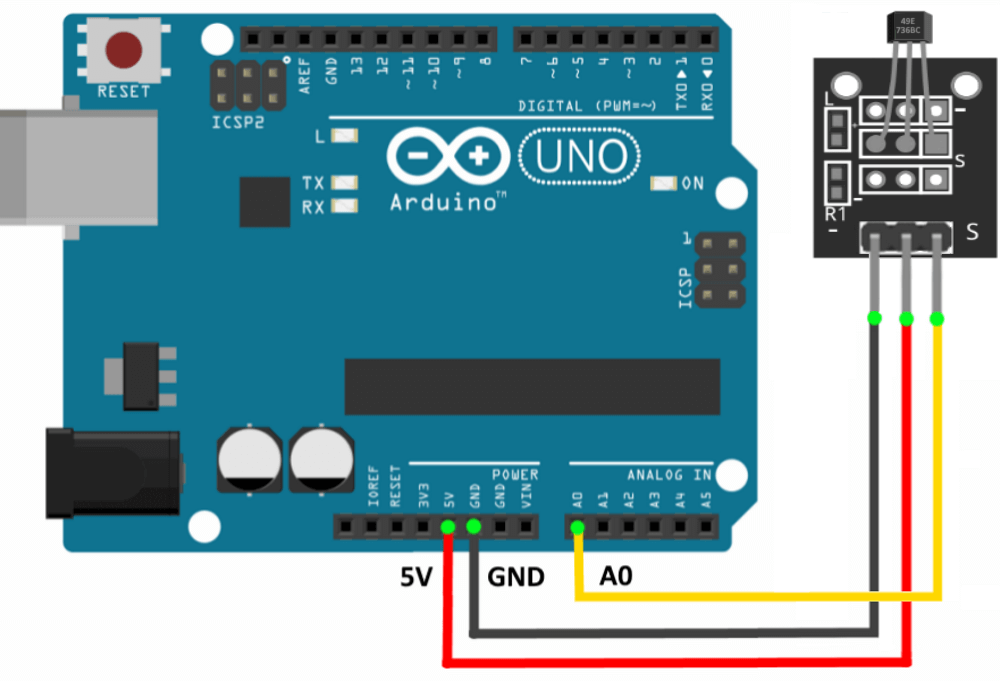 Подключение датчика холла к ардуино Аналоговый магнитный датчик Холла Arduino