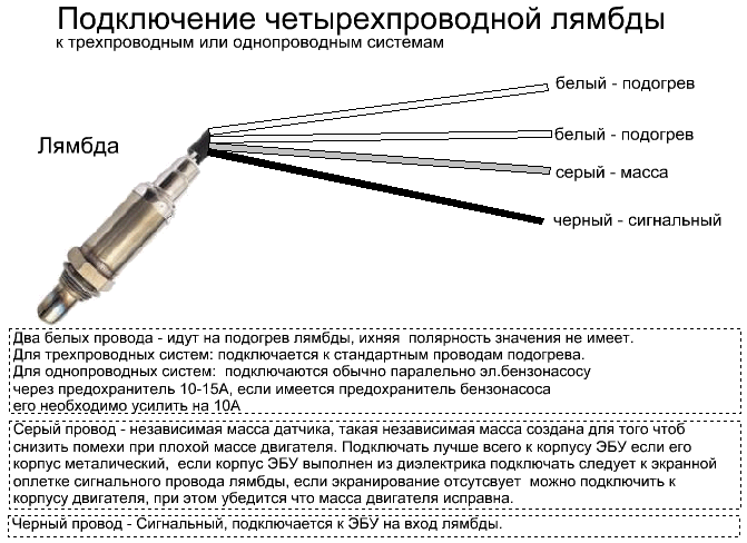 Подключение датчика кислорода FAQ Подключение четырехпроводной лямбды - Fiat Tipo & Tempra Форум