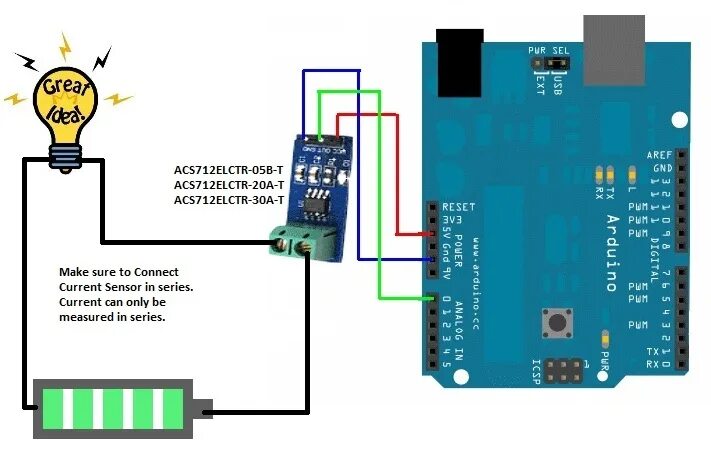 Подключение датчика напряжения ACS712 Current Sensor Module (5A) :: Micro JPM