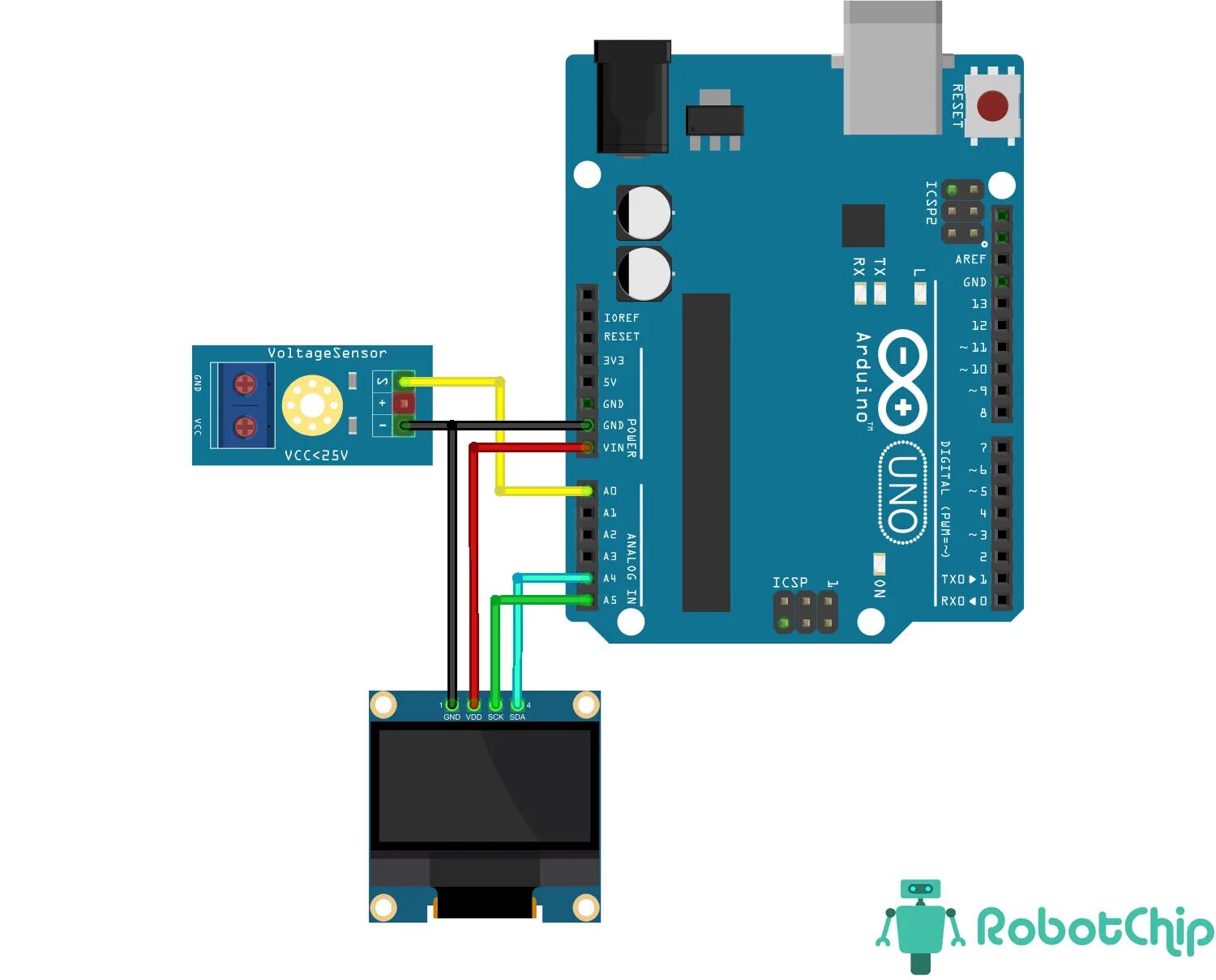 Подключение датчика напряжения к ардуино Подключение датчика напряжение к Arduino - RobotChip