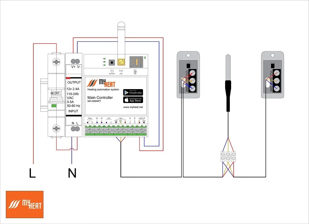 Подключение датчика нтс к зонту MyHeat SMART