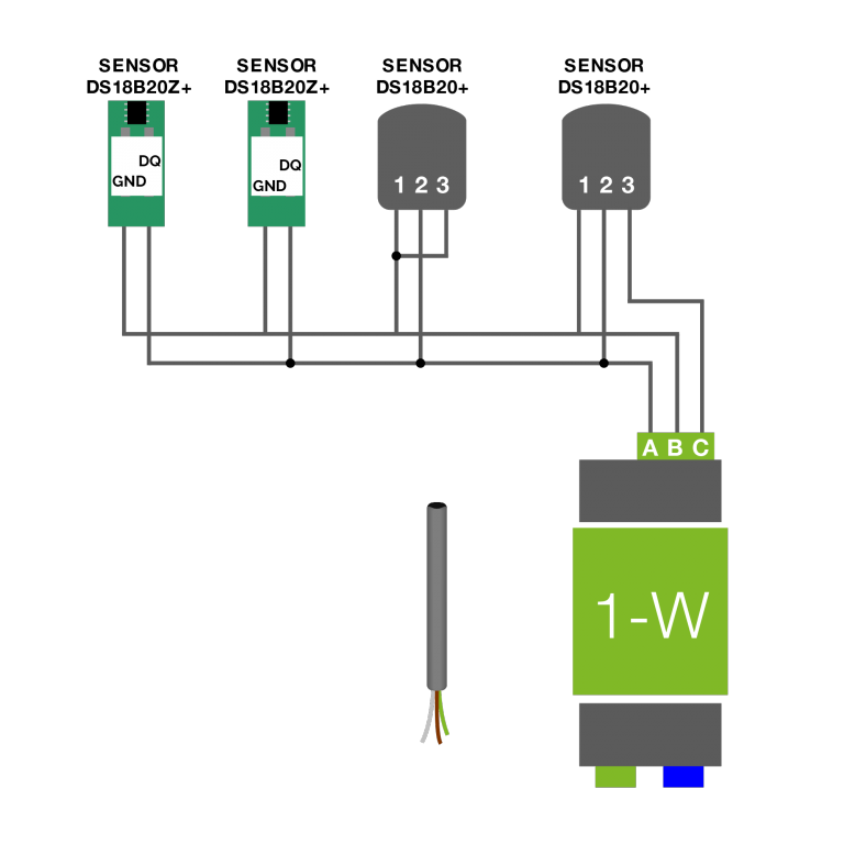 Подключение датчика нтс к зонту Câblage 1-Wire - FRFR Loxone