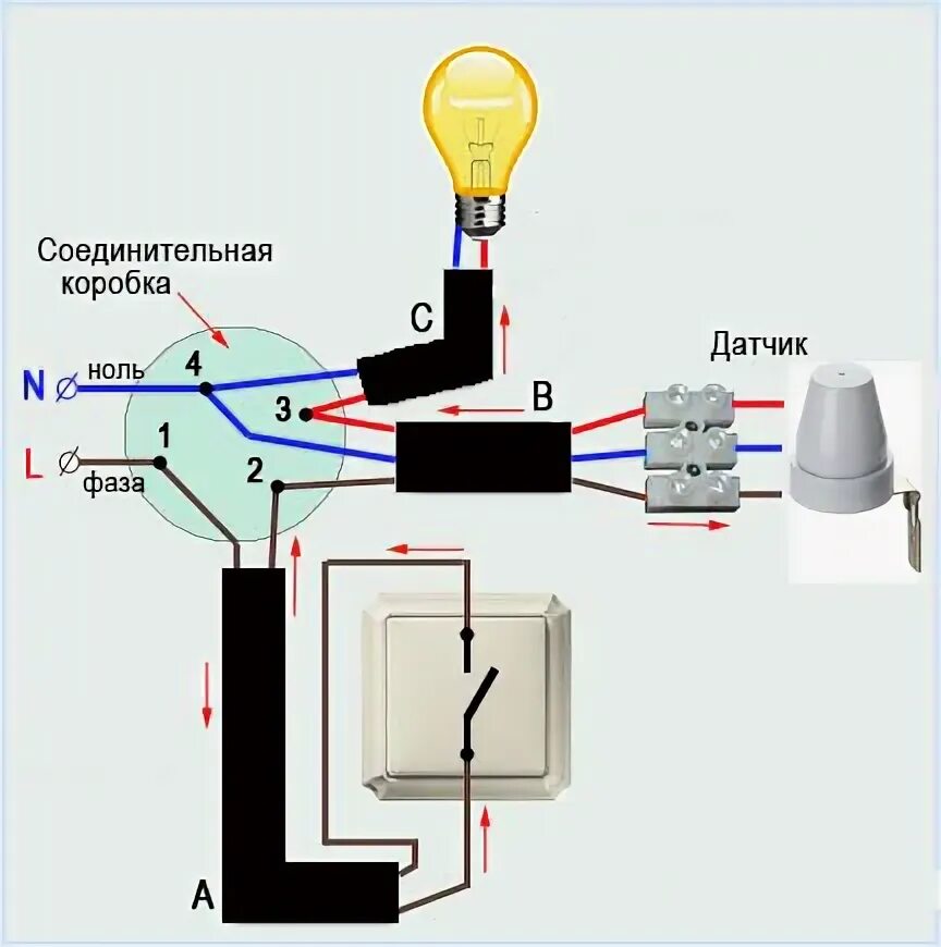 Подключение датчика освещения через выключатель Как можно легко управлять наружным освещением? Самые простые и дешевые варианты.