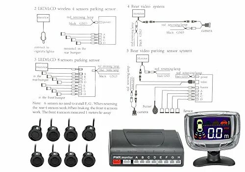 Подключение датчика парковки Купить системы помощи при парковке BW BW 8 Ultraschall Sensor Parking System - 5