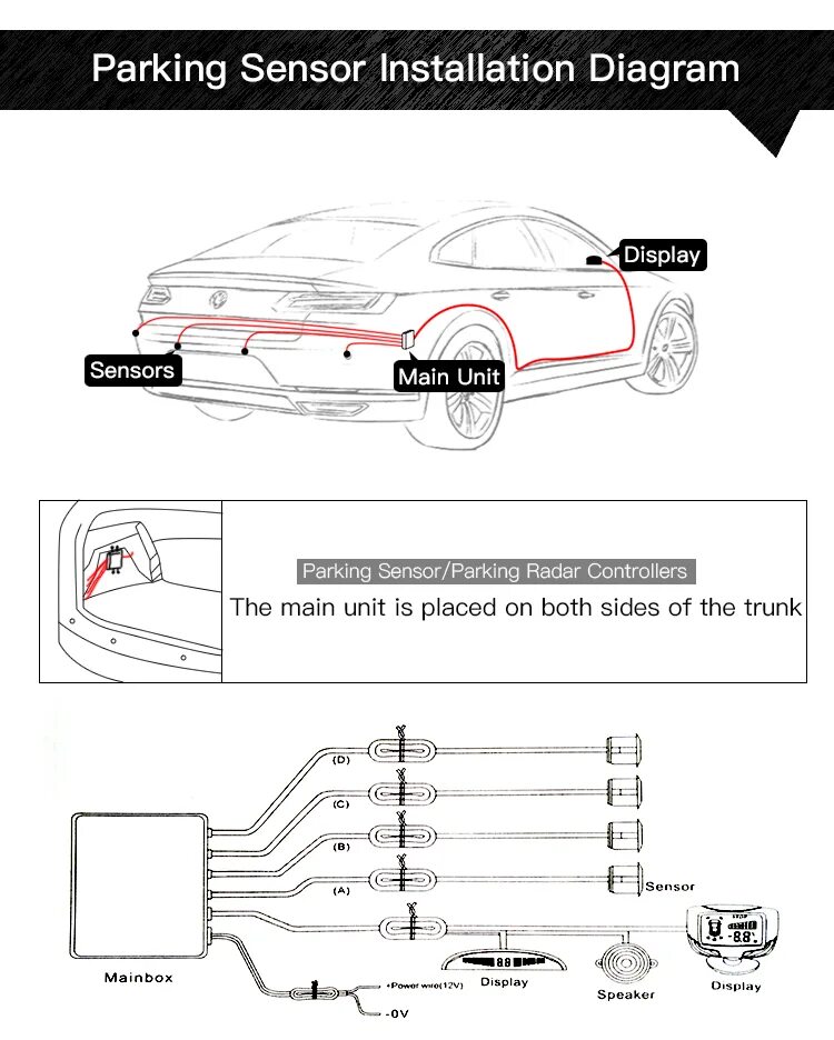 Подключение датчика парковки Yoelbaer Led Parking Sensor Auto Car Detector Parktronic Display Reverse Backup 