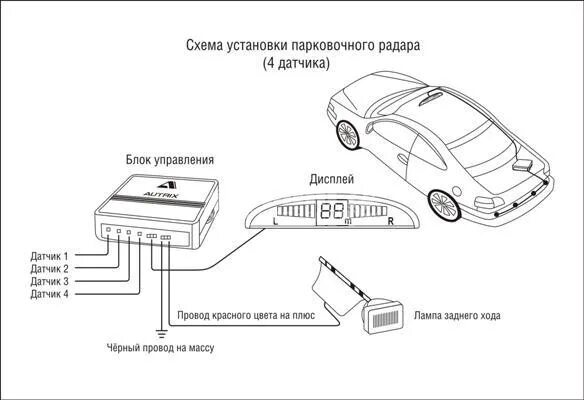 Подключение датчика парковки схема Парктроник AUTRIX F-257 - купить в Екатеринбурге по цене от 1 800 р в интернет-м