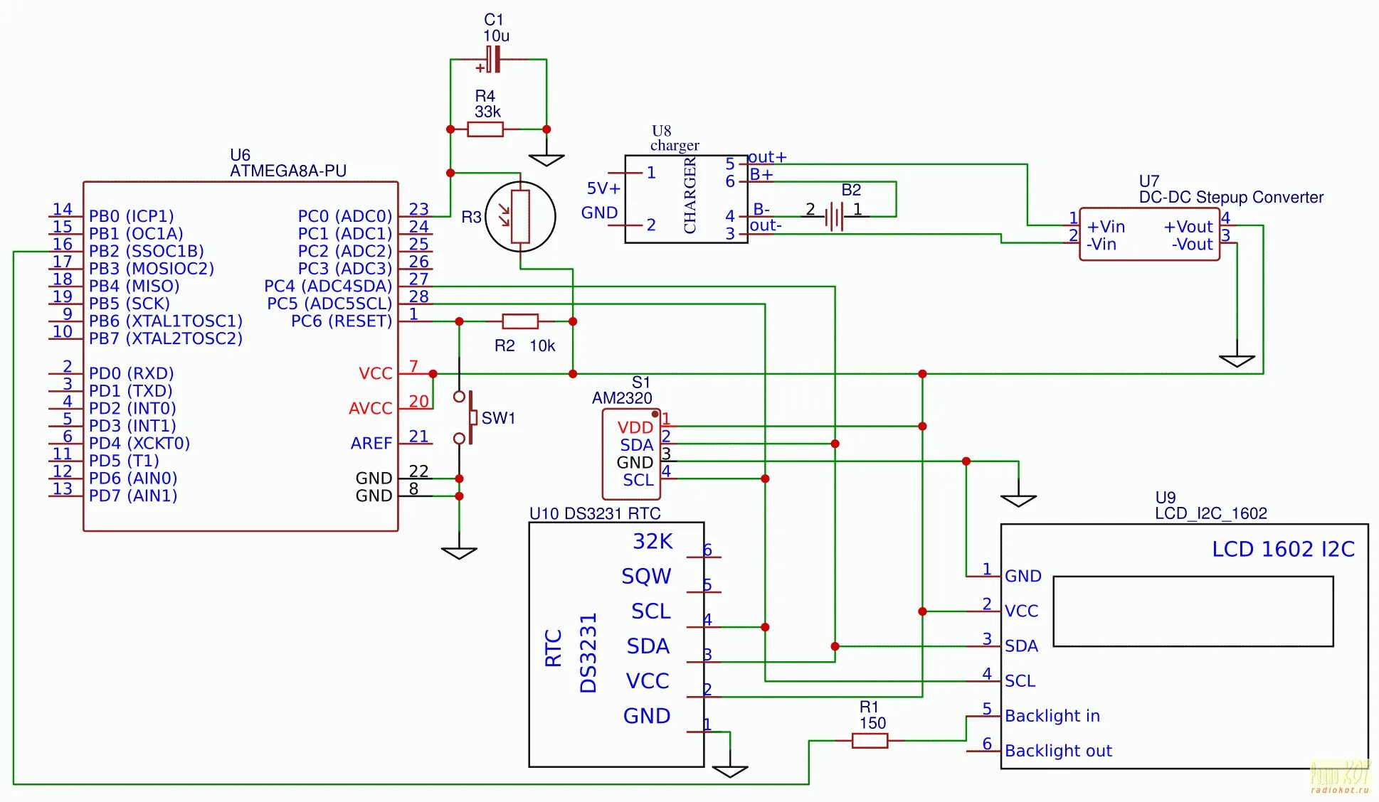 Подключение датчика по i2c atmega ассемблер РадиоКот :: Настольные часы MyClock