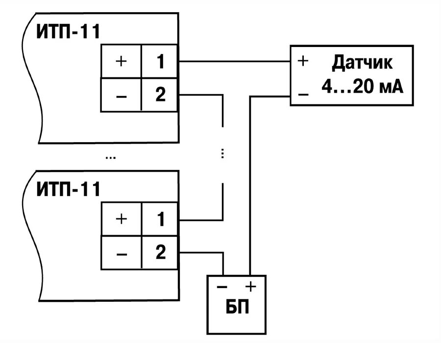 Подключение датчика по токовой петле ИТП-11 индикатор токовой петли