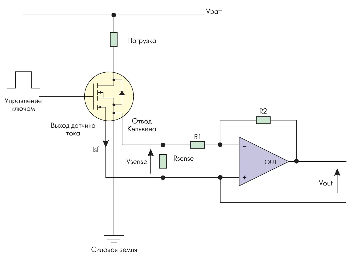 Подключение датчика постоянного тока Мощные MOSFET-транзисторы с датчиком тока Силовая электроника