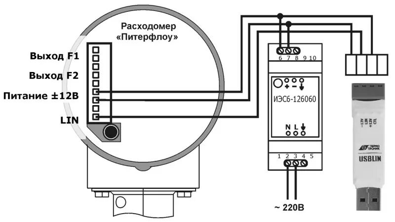 Подключение датчика расхода Адаптер USBLIN для Питерфлоу купить в Екатеринбурге