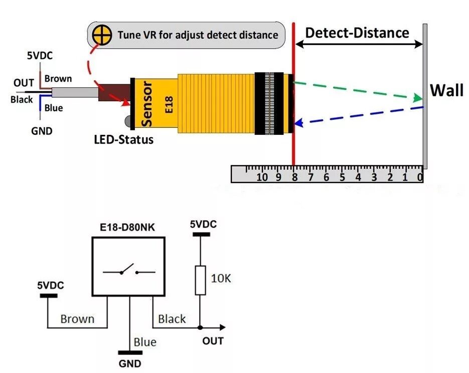 Подключение датчика расстояния Okystar Oem/odm E18-d80nk Adjustable Infrared Proximity Switch Photoelectric Det