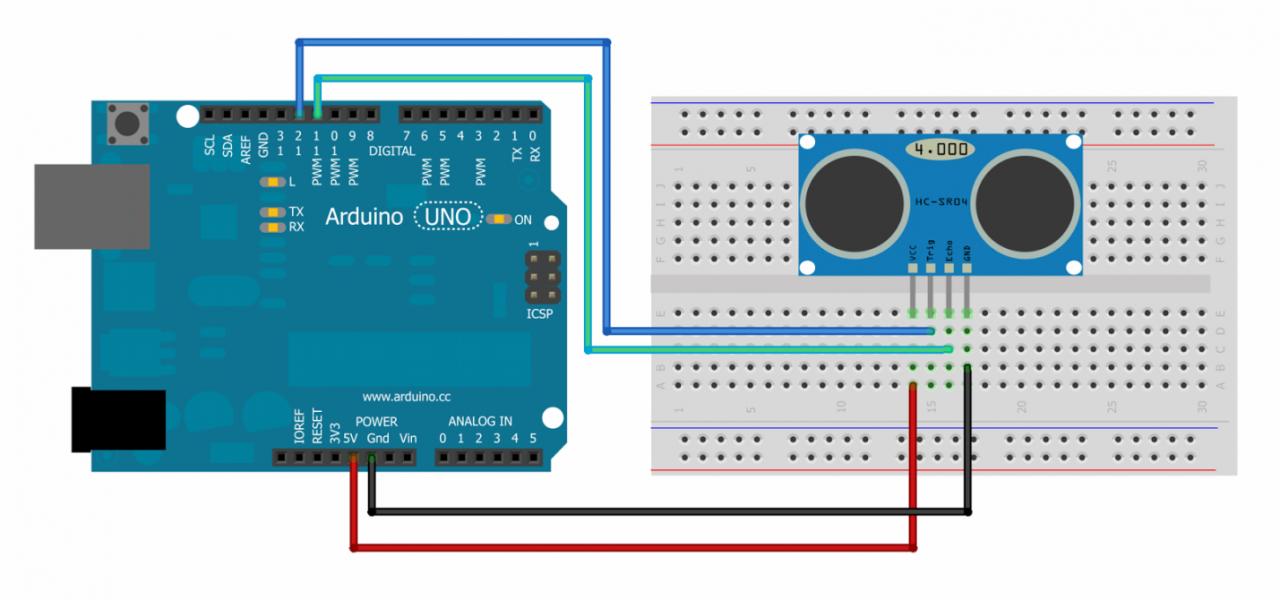 Подключение датчика расстояния к ардуино HC-SR04 и Arduino - схема подключения - блог