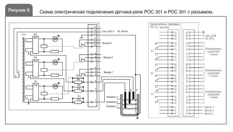 Подключение датчика реле уровня рос 301 Схема подключения рос: найдено 82 картинок