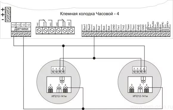 Подключение датчика рубеж Схемы подключение датчиков и устройств к GSM-сигнализации Умный Часовой-4