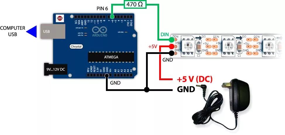 Подключение датчика светодиода Arduino и адресная светодиодная лента WS2812B - инструкции по подключению и наст