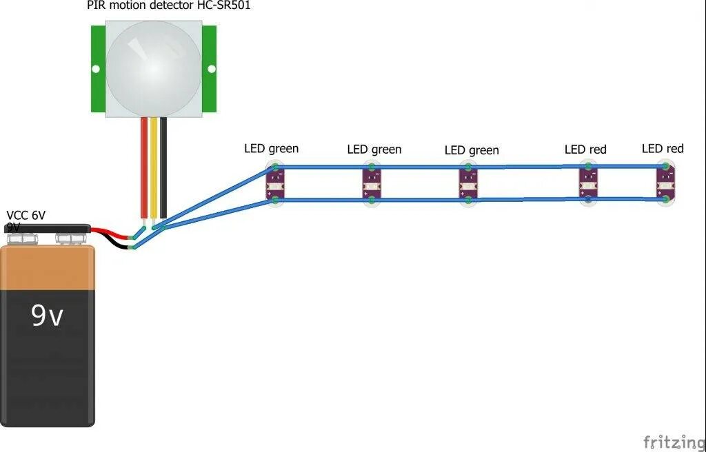 Подключение датчика светодиода Hc sr501 схема