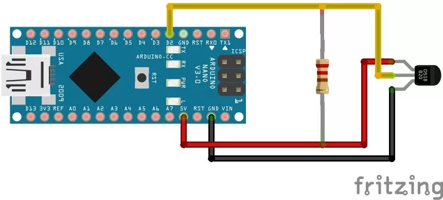 Подключение датчика температуры ds18b20 к arduino Подключение датчика температуры ds18b20 к arduino: Arduino и термометр DS18B20 -