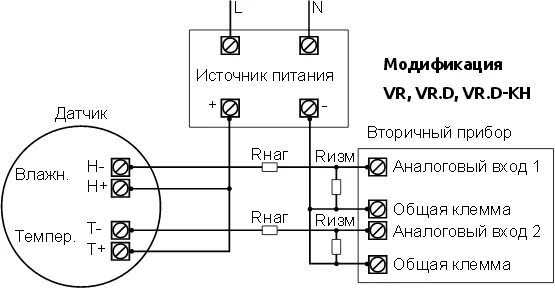 Подключение датчика температуры и влажности VR.D: Датчики влажности и температуры. Galltec + Mela. КИП-Сервис. Промышленная 