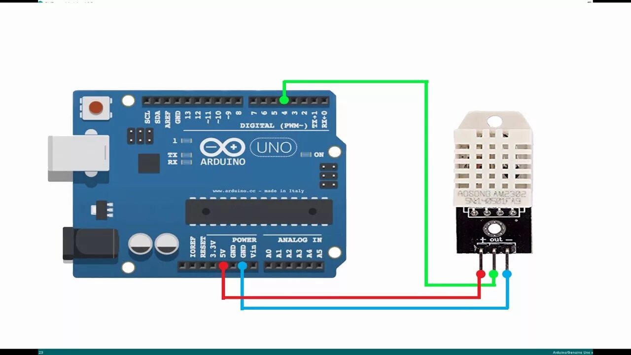 Подключение датчика температуры и влажности Подключение DHT22 к Arduino - YouTube