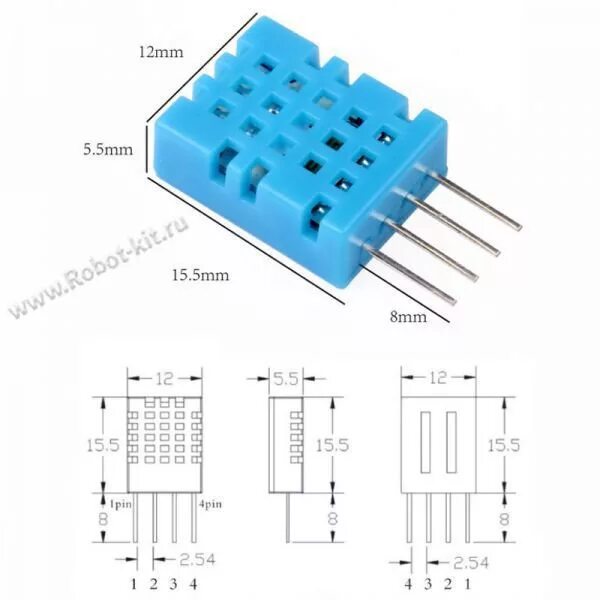 Подключение датчика температуры и влажности dht11 Цифровой датчик DHT11 температуры и влажности - "Robot-Kit.ru" интернет-магазин 