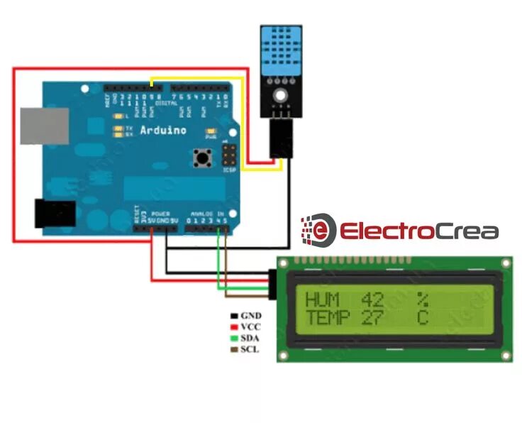 Подключение датчика температуры и влажности к ардуино Mostrar Temperatura En Display Con Sensor DHT11 Y Arduino Proyectos de arduino, 