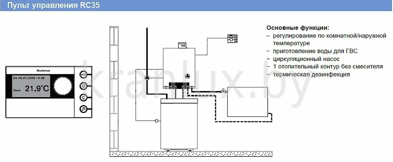 Подключение датчика температуры к газовому котлу будерус Дистанционный пульт управления для отопительных котлов Buderus Logamatic RC35. К