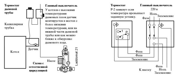 Подключение датчика температуры к котлу Термостат Laddomat