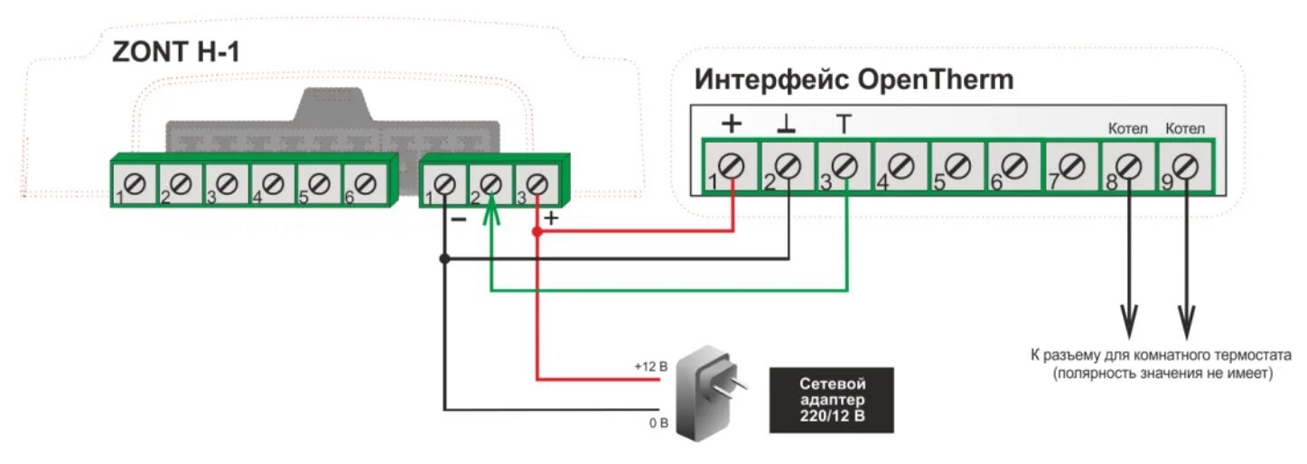 Подключение датчика температуры к котлу baxi Файл:Подключение ZONT H-1 Адаптер OpenTherm DIN (704).jpg - Библиотека Микро Лай