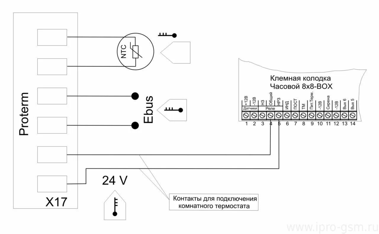 Подключение датчика температуры к котлу протерм Схемы подключения Умный часовой-8х8 Версия 1