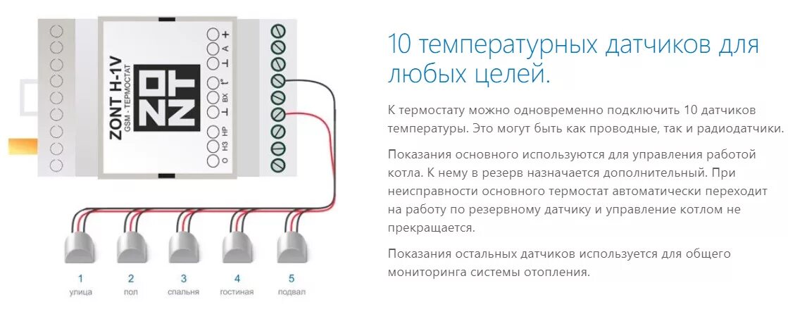 Подключение датчика температуры к zont h1v Zont по теплоносителю