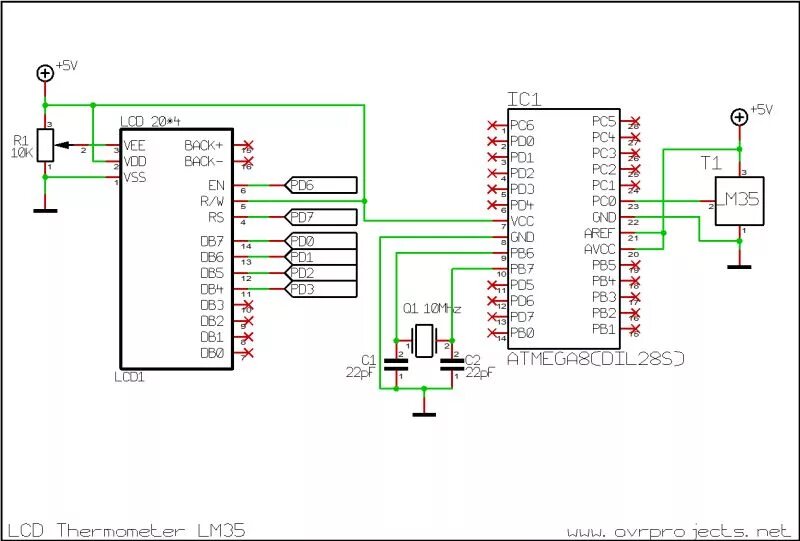 Подключение датчика температуры lm75 к мк atmega8 AVR LCD Thermometer LM35