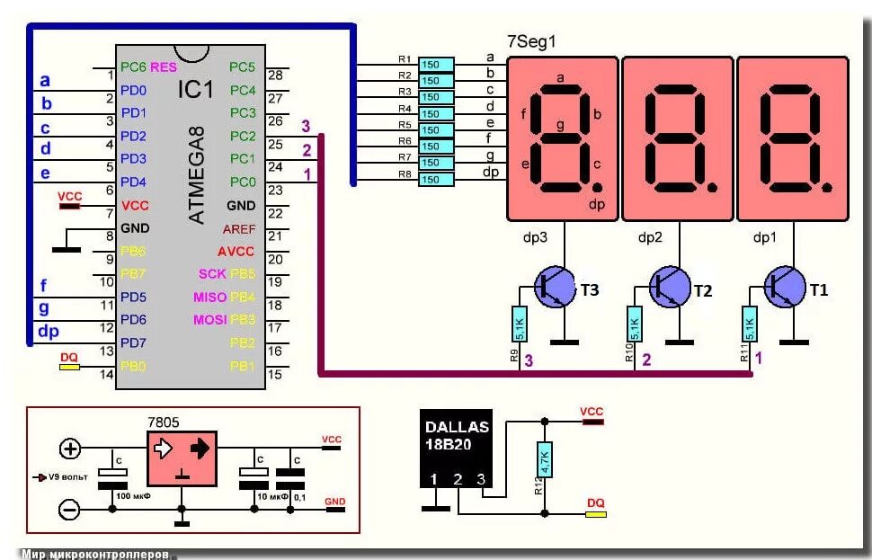 Подключение датчика температуры lm75 к мк atmega8 Термометр на ATmega8 и датчике температуры DS18B20