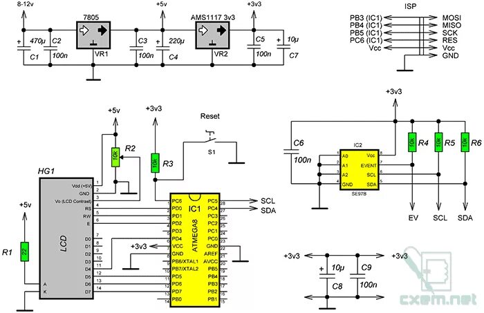 Подключение датчика температуры lm75 к мк atmega8 Термометр на датчике SE97B и AVR-микроконтроллере