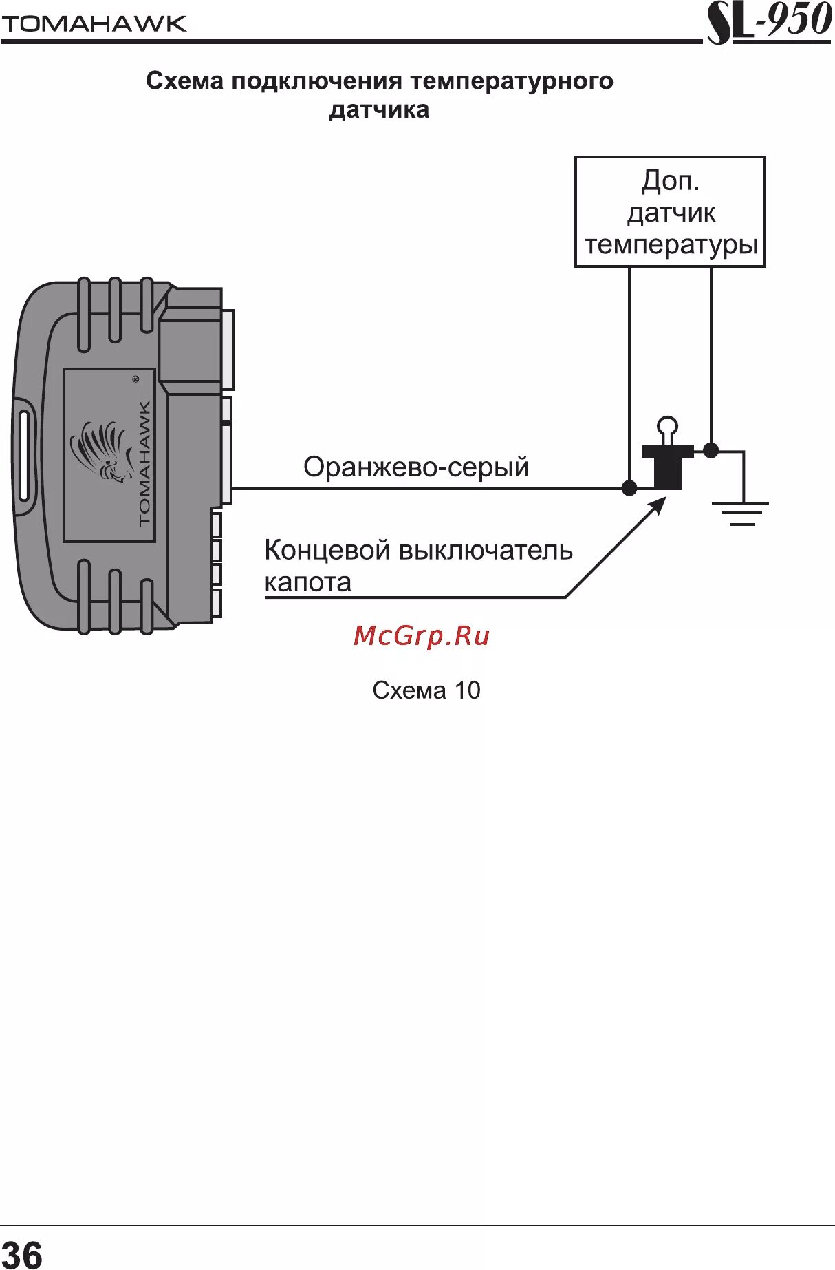 Подключение датчика температуры томагавк Tomahawk SL-950 36/39 L 950