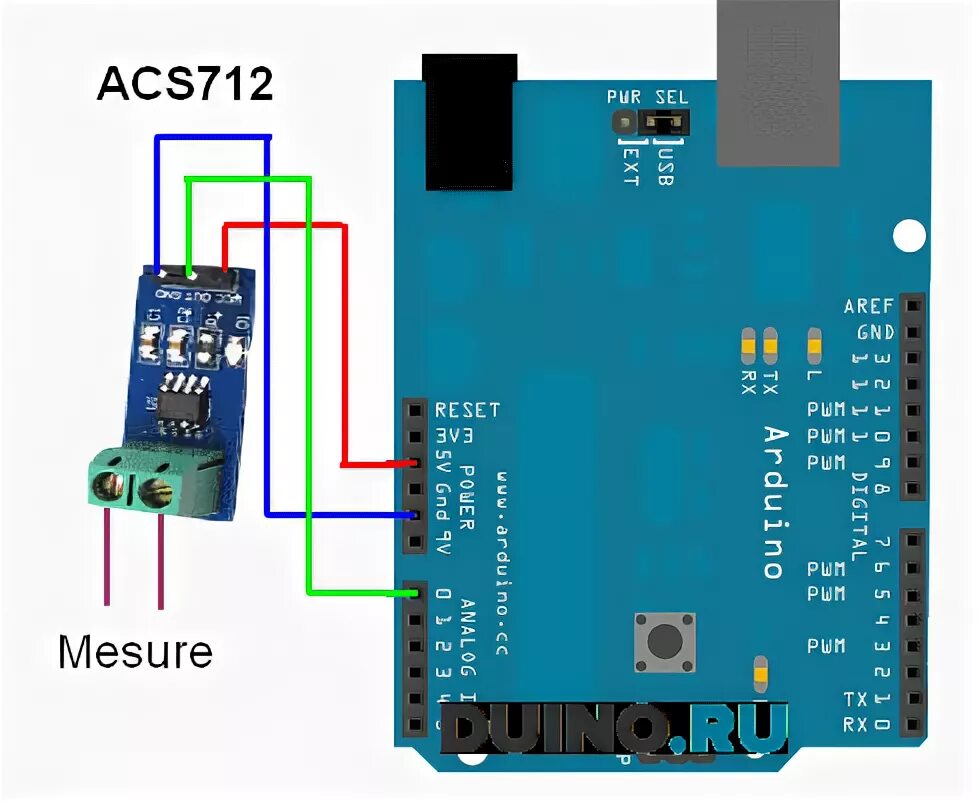 Подключение датчика тока к ардуино Датчик тока ACS712 30A - купить в магазине duino.ru