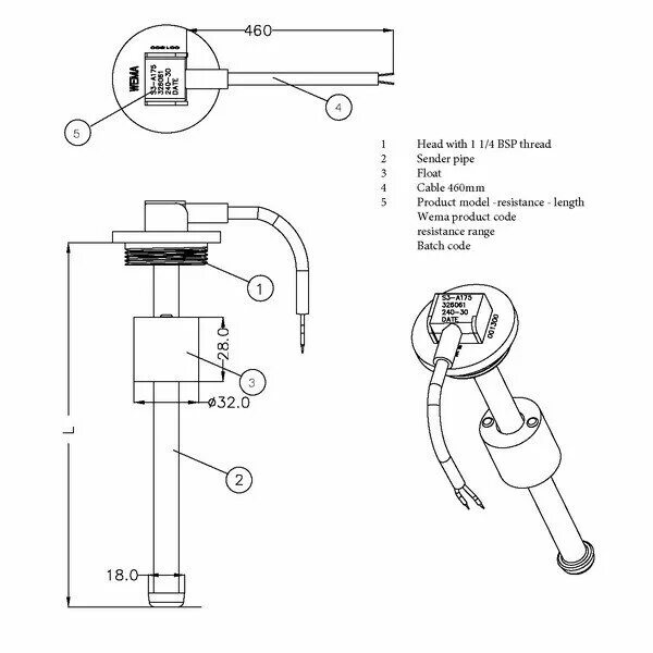 Подключение датчика топлива kus Датчик уровня топлива и воды Wema S3-E700 326014 0 - 180 Ом 700 мм - Электрика -