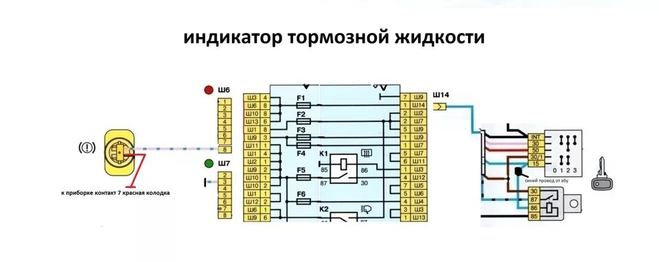 Подключение датчика тормозной жидкости ваз 2107 ➄⓪ ✍ Подключение лампочки тормозной жидкости к приборке ваз 2110. - Lada 21074, 