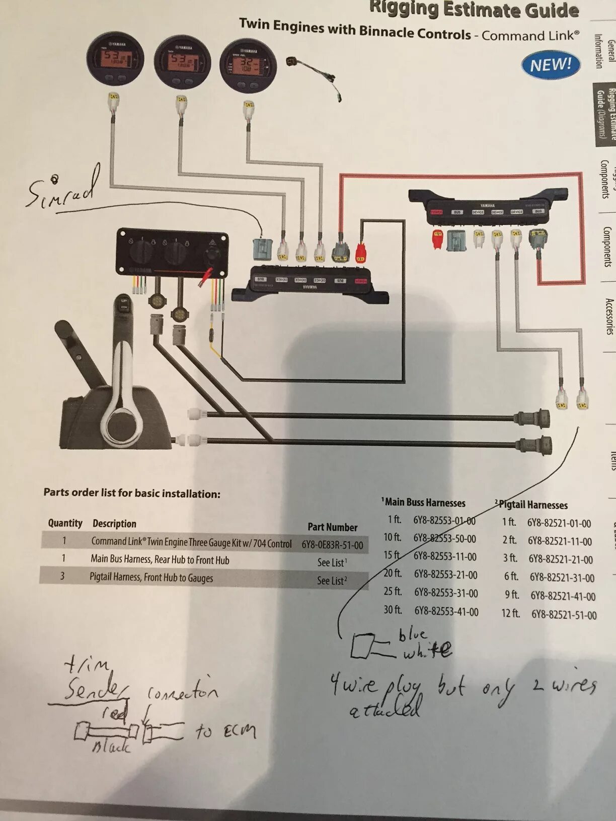 Подключение датчика трима Yamaha Command Link Plus Fuel Tank Sensors