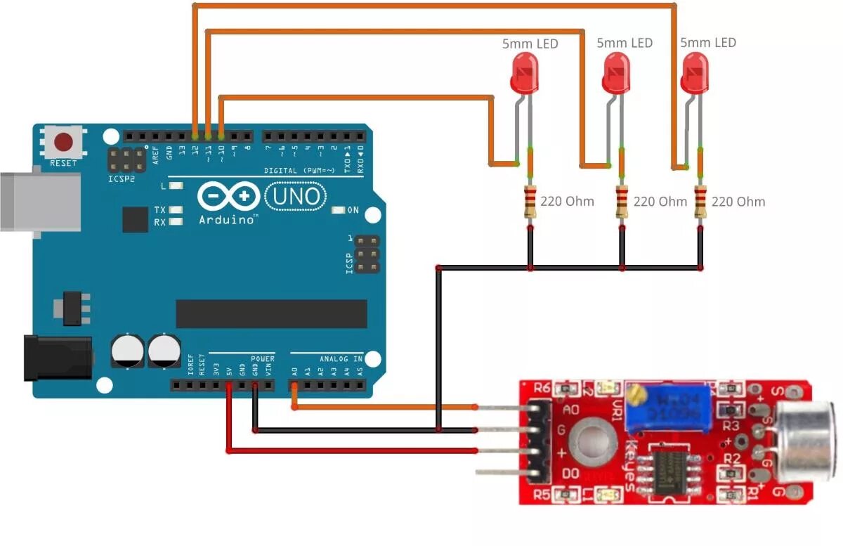 Подключение датчика звука Arduino + Microphone coeleveld.com