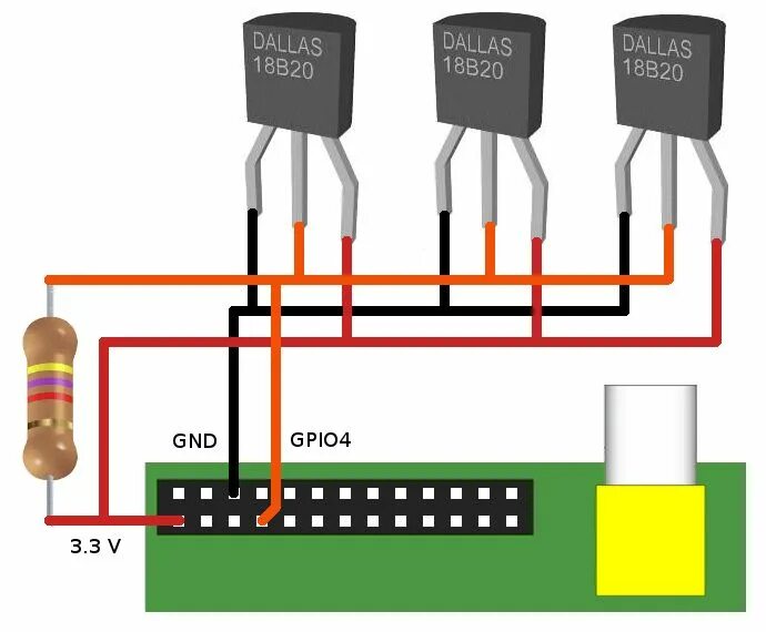 Подключение датчиков 1 wire Connecting a DS18B20 to the Raspberry Pi Raspberry pi, Raspberry pi projects, Ra