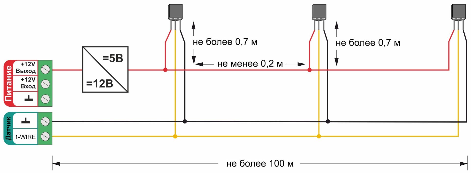 Подключение датчиков 1 wire Схемы подключения датчиков - ТВП Электроникс