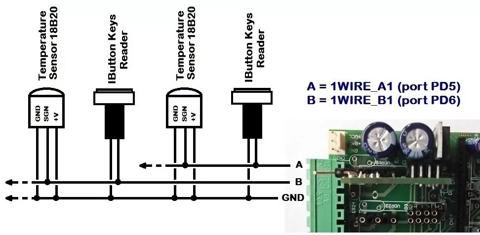 Подключение датчиков 1 wire 1-WIRE / I2CBUS SnipCard