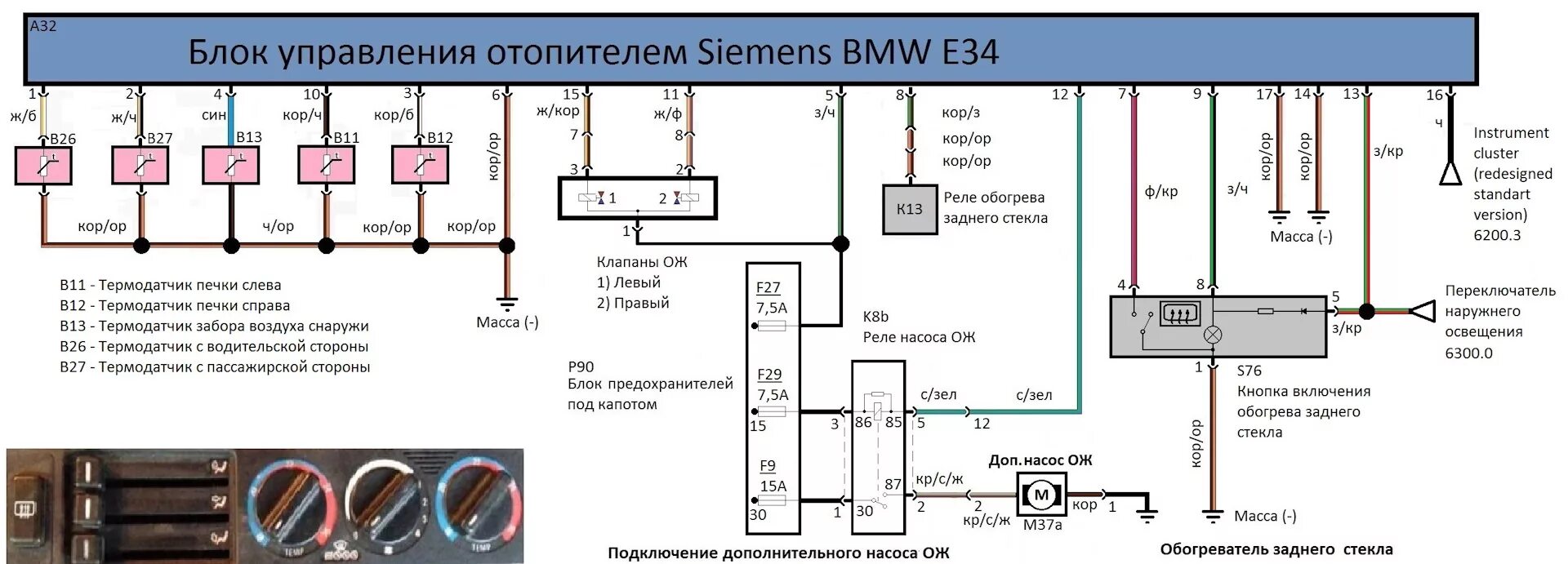 Подключение датчиков бмв е39 Схема управления отопителем Siemens BMW E34 - BMW 5 series (E34), 2 л, 1990 года