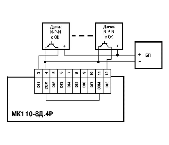 Подключение датчиков npn к пр 110 овен Купить Модули дискретного ввода/вывода (с интерфейсом RS-485) МК110 в Екатеринбу