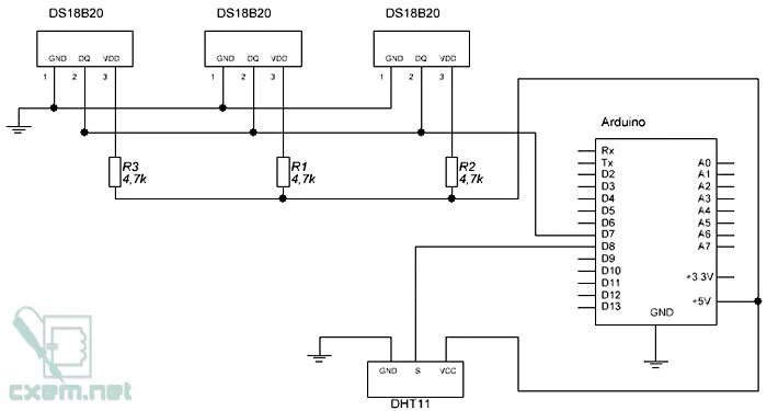 Подключение датчиков ptc DS18b20 из нержавеющей стали Аппаратная платформа Arduino