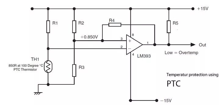 Подключение датчиков ptc Temperature protection using PTC and LM393 Protection, Electronics circuit, Indu