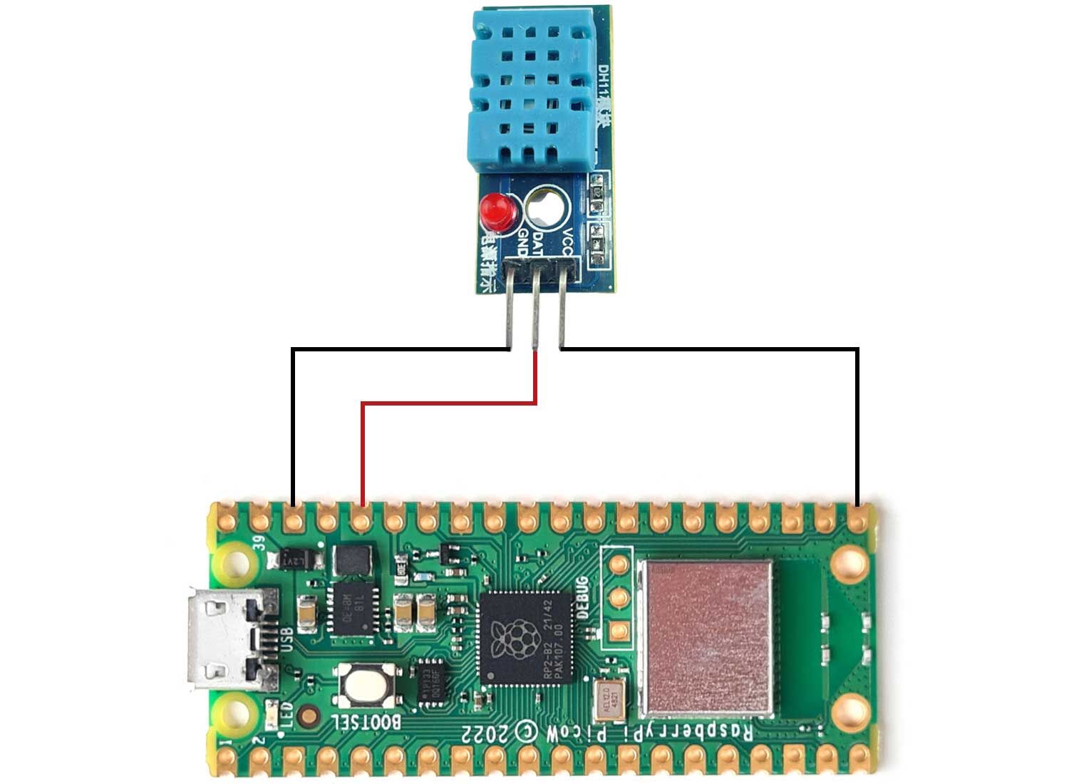 Подключение датчиков raspberry Circuit Diagram of Raspberry Pi Pico W and DHT11 Interfacing