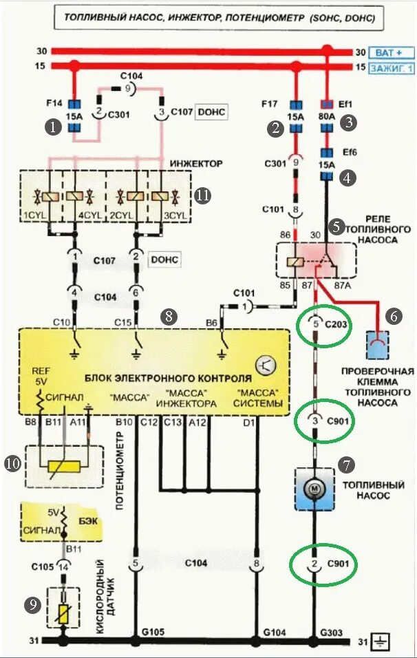 Подключение датчиков шевроле ланос Не работает бензонасос на ланосе, разъём с301, разъем с901 под днищем. Радикальн