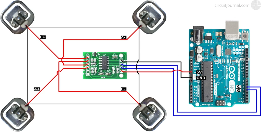 Подключение датчиков веса Use HX711 with 6 wight cells - Hardware - Arduino Forum