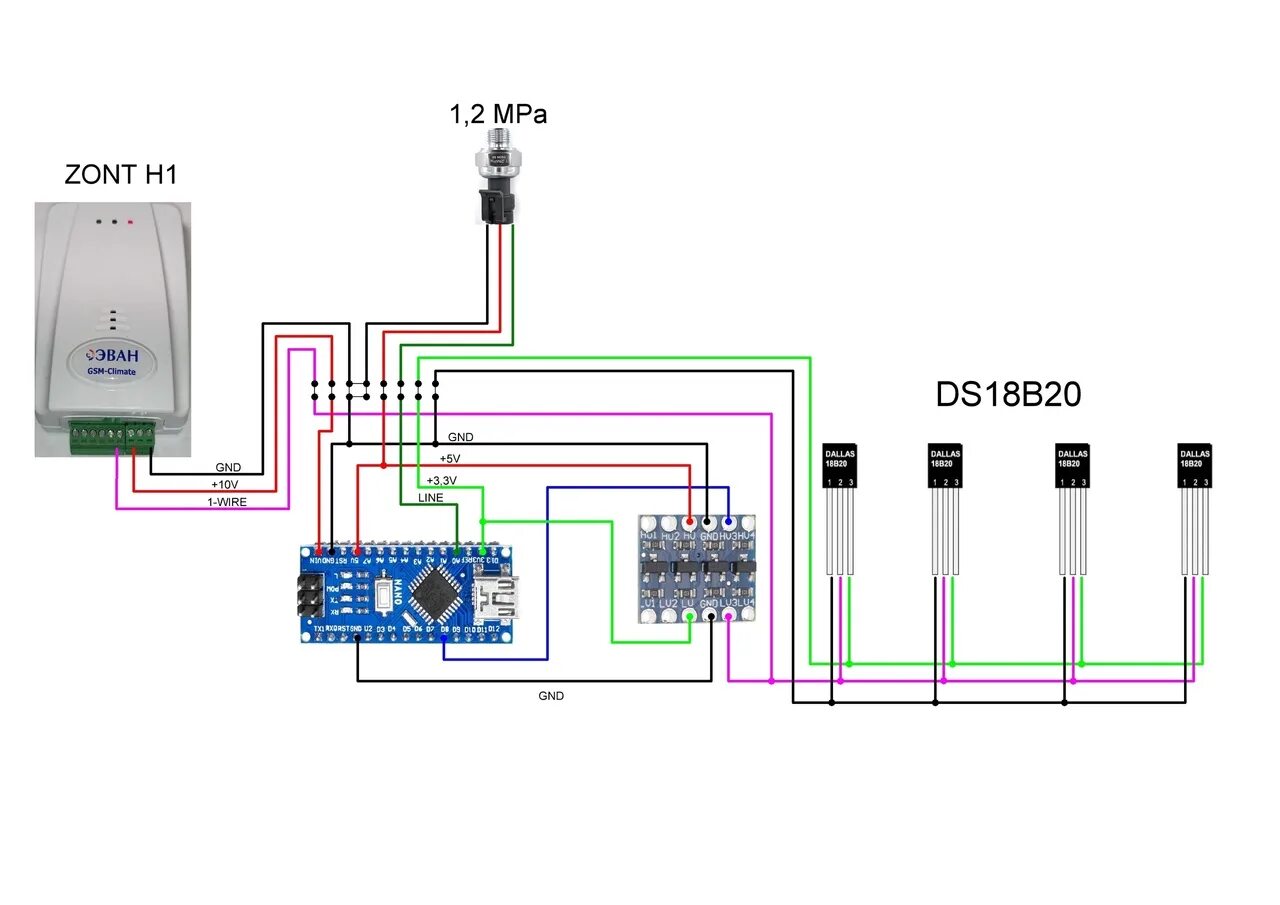 Подключение датчиков zont ds18s20 Zont home